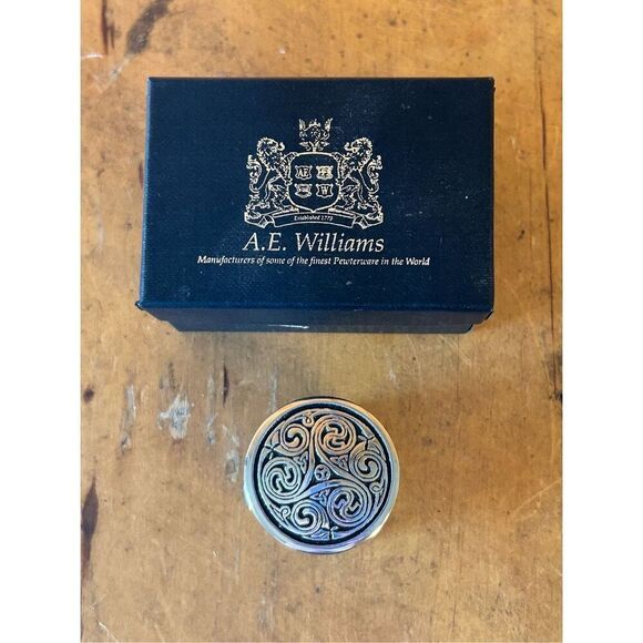 Solid Pewter Ring Box Celtic Design By A.E.Williams (0116) NIOB - Picture 1 of 10